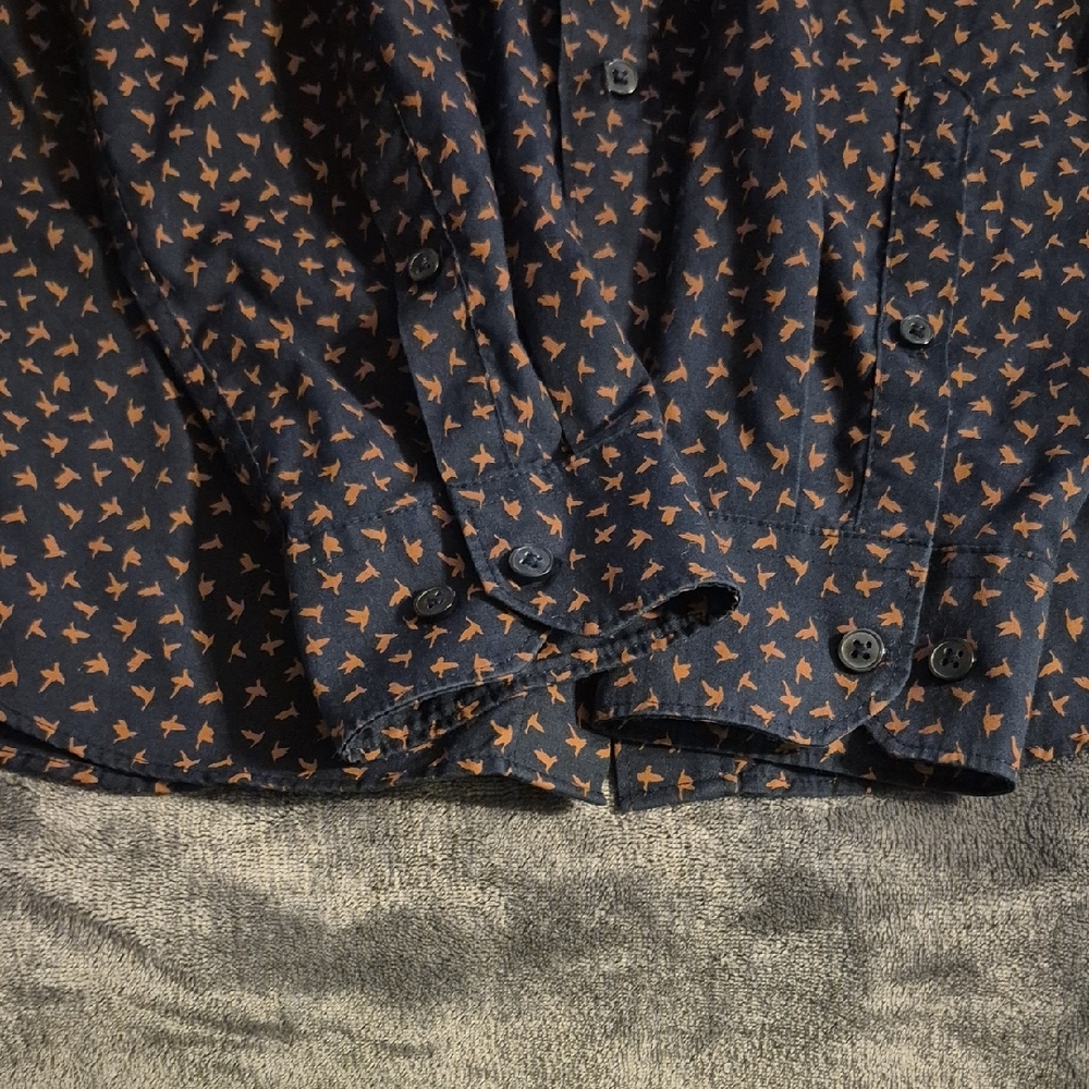 H&M Men's Dark Blue and Orange Casual Shirt - Picture 3 of 9